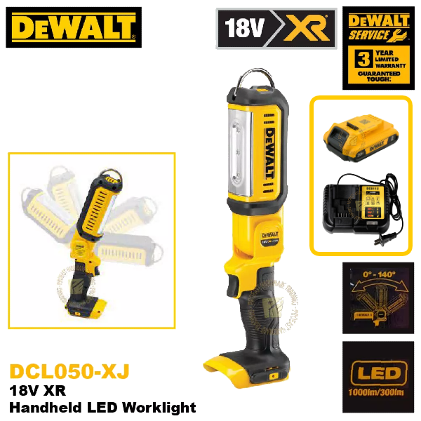 DEWALT [ DCL050-XJ ] - 18V XR LI-ION HANDHELD LED WORKLIGHT 300-1000lm ...