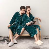 New Sleepwear Robe Winter Autumn Velvet Women Nightgown Solid Color Pajamas Man Homewear Bathrobe Casual Couple Robe