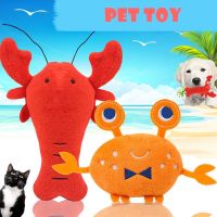 Cute Lobster And Crab Plush Sounding Pet Toys/Small Medium Pets Soft Fleece Squeak Stuffed Toys/Interactive Bite-Resistant Doll Sounding Toys/Chew Toys For Puppies And Kittens/ Pet Supplies