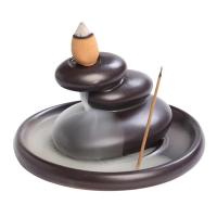 Backflow Incense Burner Sansheng Stone Ceramic Waterfall Smoke Incense Holder Traditional and Elegant Porcelain Holder for Aromatherapy Home Decoration Yoga attractive