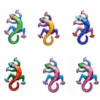 Iron Art Gecko Ornaments Wall Art Decoration Simulation Small Metal Gecko Lizard Sculptures Outdoor Home Garden Frnaments