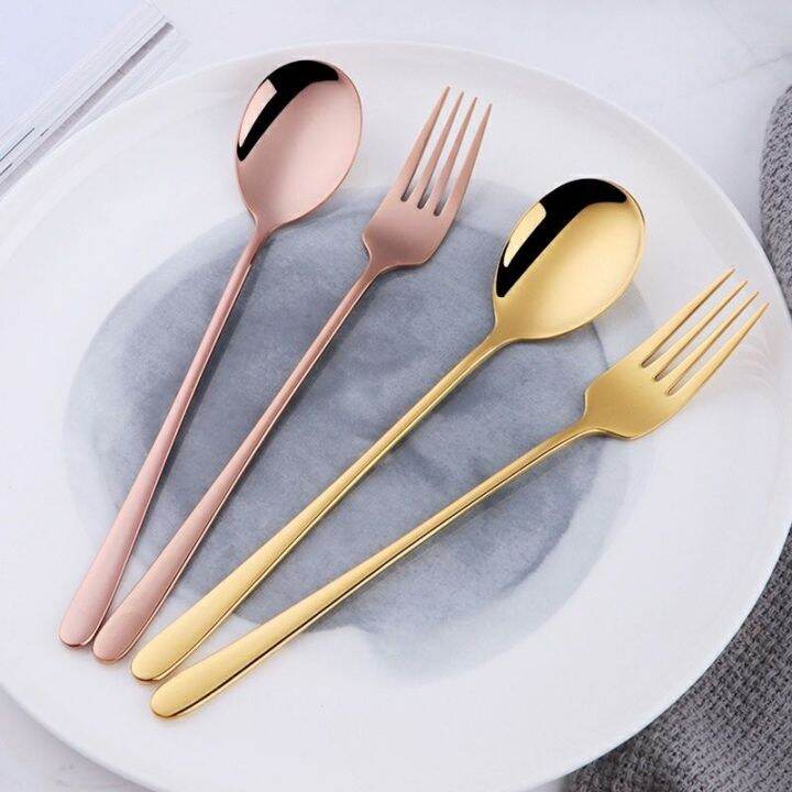 Korean Spoon and Fork Pair Full Colored Thick Stainless Dinnerware Mall