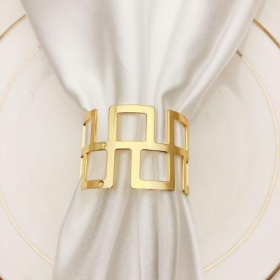 ห่วงผ้าเช็ดปาก6ชิ้นโรงแรมเวสเทิร์นร้านอาหารสีทองคำกลวงชุบทองผ้าเช็ดปากติดผนังปุ่มผ้าแหวน Xiangban