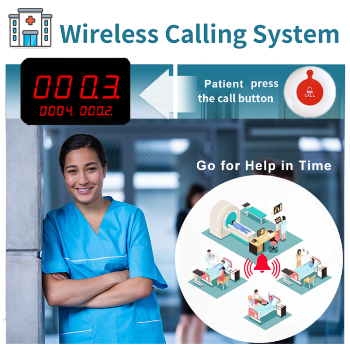 Hospital Wireless Patient Call Bell Paging System Long Range Emergency Home Nurse Call Button