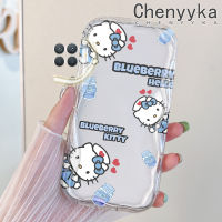 เคส Chenyyka สำหรับ A93 OPPO 2020 F17 Pro Reno 4F Reno 4 Lite เคสการ์ตูนสีสันสดใสลายเฮลโลคิตตี้ขอบคลื่นเคสมือถือใสเนื้อครีมเคสกันกระแทกป้องกันเลนส์กล้องเคสนิ่มแบบใส"