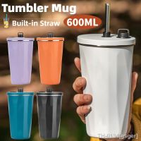 ✴☄♝ gsger Copo De Palha Aço Inoxidável Com Tampa Caneca Térmica Café Chá Garrafa Bebida Fria Água Termal Tumbler Flasks