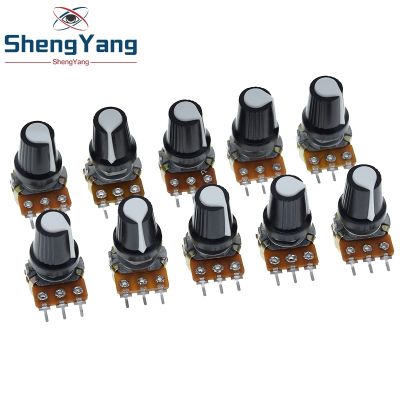 5Set WH148 1K 10K 20K 50K 100K 500K Ohm 15mm 3 Pin Linear Taper Rotary Potentiometer Resistor for Arduino with AG2 White Cap