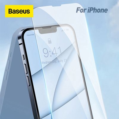 [spot goods66] Baseus 2ชิ้น0.3มิลลิเมตรฟิล์มกระจกนิรภัยสำหรับ iPhone 14 13 Mini Pro Max โทรศัพท์ป้องกันหน้าจอเต็มแก้วโทรศัพท์ด้านหน้าฟิล์มแก้ว