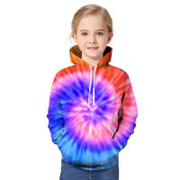 Tiedye หญิง Hoodies ชายแขนยาว Hooded เสื้อกันหนาวใหม่ Tie-Dye 3D Casual พิมพ์ Hooded เสื้อกันหนาวเด็กสบายๆหลวม Hoodie