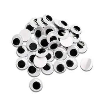 1pack Round Plastic Black Googly Wiggle Eyes Self-Adhesive Wide Variety Assorted  Sizes