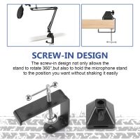 Heavy-Duty Table Mount Clamp, C Mounting Clamp Holder with Headset Hook Hanger for Microphone Suspension Boom Arm Stand