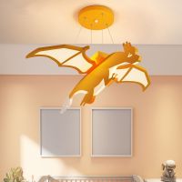 [COD] Fire-breathing flying dinosaur chandelier boys and girls childrens room bedroom eye protection creative cartoon personality lamps