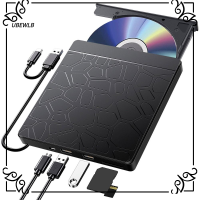 UBEWLB DVD CD RW ออปติคัลไดรฟ์ภายนอกกับ SD/TF ช่อง USB3.0 USB 3.0 // Type-C ไดรฟ์ภายนอกนักเขียนที่มีประโยชน์เครื่องเขียนซีดีไดรฟ์สำหรับโน็คบุคตั้งโต๊ะเครื่องพีซี