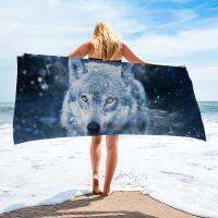 【CC】 New 3d Wolf Print Beach for Adult Kids Soft Absorbing Breathable Quick-Dry Shower Blanket