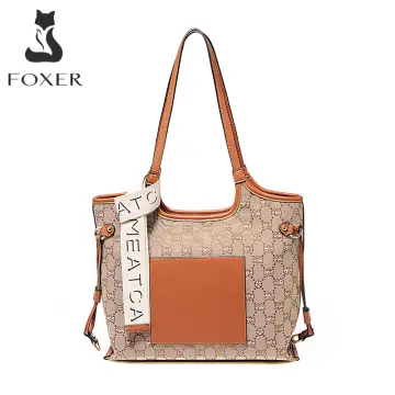 FOXER Brand Monogram Vintage Women Mini Tote PVC Leather Shoulder