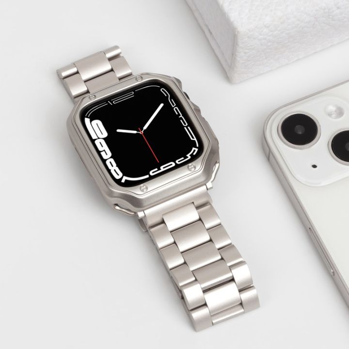 ชุบซิลิโคนและสายสแตนเลส-เครื่องมือสำหรับ-apple-watch-41มม-45มม-44มม-40มม-42มม-38มม-สร้อยข้อมือโลหะสำหรับ-apple-watch-series-8-7-6-se-5-4-3-ไม่รวมนาฬิกา