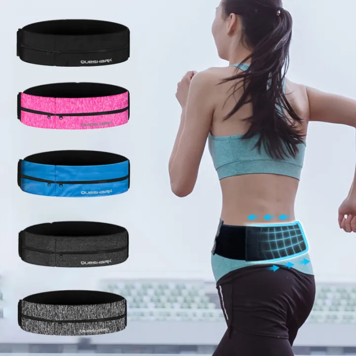 Queshark Trail Running Belt Bag Men Women Sports Waist Bag Reflective Fanny Pack Gym Invisible Phone Bag Wasit Pouch With Keychain