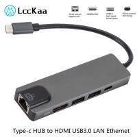 【┋】 Rehmans store. LccKaa USB C Hub Type-C 3.1ถึง4K RJ45ที่รองรับ HDMI USB 3.0 PD Fast Charge 5-In-1 USB Dock สำหรับ MacBook Air Pro PC HUB