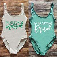 2 Im GETTING MARRIED Swimwear Women Bachelorette Party One-Piece Swimsuit Woman 2023 Summer Bathing Suit Sexy Beach Wear Bodysuit