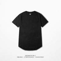 Mens T Shirt Extended Round Sweep T-Shirt Curved Hem Long Line Tops Hip Hop Urban Blank Streetwear