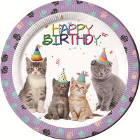 JOLLYBOOM Cat Party Supplies Packs Kitten Paper Tableware Set, Cat Theme Party Plates And Napkins Kitten Birthday Party Decorations Ideal For Cat Birthday Party Supplies ซื้อทันทีเพิ่มลงในรถเข็น