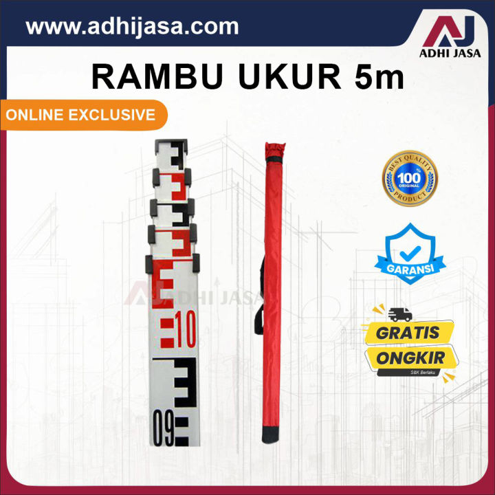 Rambu Bak Ukur Leveling Staff 5 Meter Lazada Indonesia