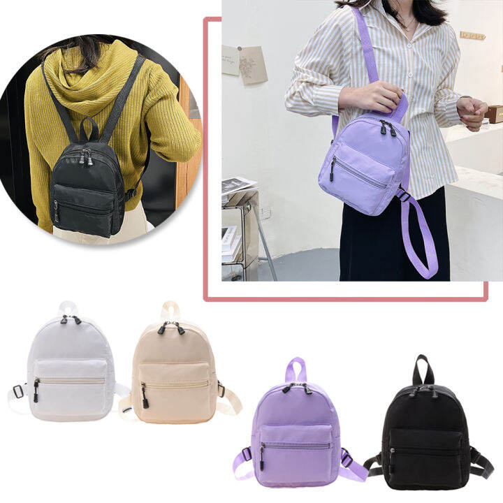 MOJOYCE Preppy Style Solid Color Nylon Backpack School Travel Women