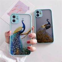 [2023] เคสโทรศัพท์นกยูงสำหรับ iPhone 12 13 Mini 11 Pro Max สำหรับ Iphone X XS MAX XR 7 8 Plus SE 2แข็งกันกระแทกด้านหลังเคสแบบเนื้อด้าน Fundas