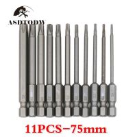 ไขควงไขควง Torx 11ชิ้นเหล็ก Hakkin ยาว100มม. T6-T40แม่เหล็กทอร์ดหัวดาวความปลอดภัยชุดดอกไขควง1/4ด้ามหกเหลี่ยม