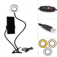 Selfie Ring Light Clip On Led With Cell Phone Holder Flexible Dimmable Make Up Lamp Desk Table Lamp Studio Fill light