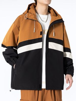 HOT11★2023ฤดูใบไม้ผลิใหม่แจ็คเก็ตบุรุษแจ็คเก็ต Windbreaker 8XL Plus ขนาดงานเย็บปะแฟชั่น Workwear หลวมซิปชุด Hooded Cargo Coat