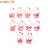 ?【Lowest price】Wonderful จี้เคลือบชานมน่ารัก10ชิ้น ล็อตจี้เสน่ห์ DIY ต่างหูงานฝีมือเครื่องประดับ