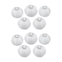 10Pcs 4 Inch 10cm Round Paper Lantern for Birthday Wedding Party Decor Gift Craft DIY Creavtive(White)