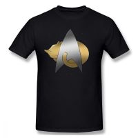 Next Generation Chrome Cat Starfleet Homme เสื้อยืด Stars Treke Science FictionTV Series Tees Cotton ขนาดใหญ่แขนสั้น