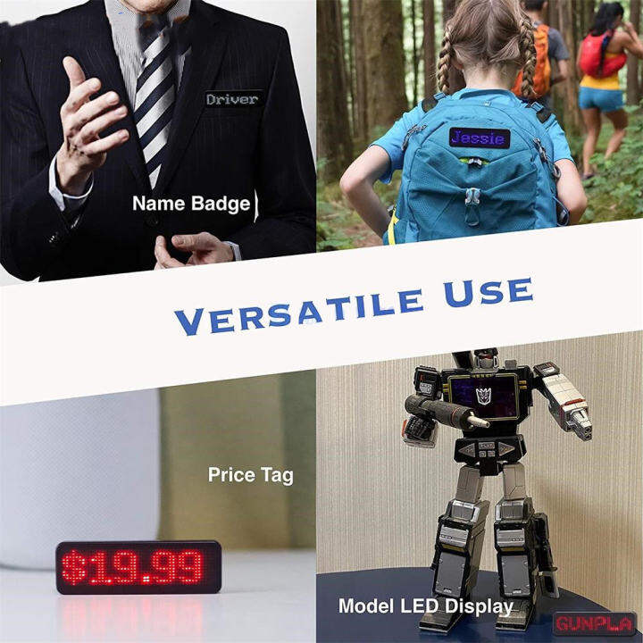 V9.92 USB Rechargeable Digital LED Badge Insignia DIY Programmable