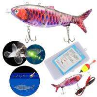 Robotic Fishing Lure Electric Wobbler For Pike Electronic Multi Jointed Bait 4 Segments Auto Swimming Swimbait USB LED Light 40g