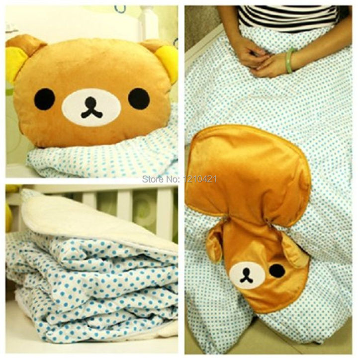 fashion-lovely-rilakkuma-cute-cartoon-plush-bear-doll-pillow-cushion-nap-car-bolster-wave-point-blanket-2-in-1