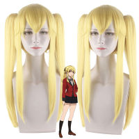 Anime Kakegurui Mary Saotome Meari Wigs Blonde Ponytails Heat Resistant Hair Cosplay Wig + Wig Cap Halloween Accessories