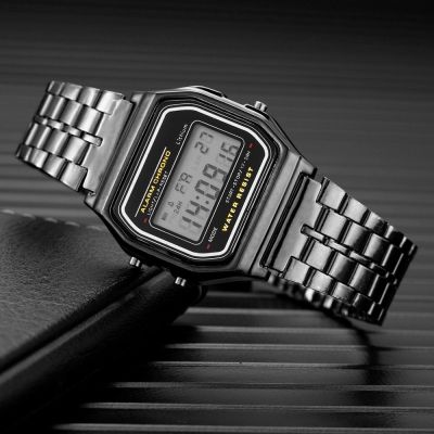 （A Decent035）นาฬิกาดิจิตอลย้อนยุคสำหรับผู้ชายมัลติฟังก์ชั่ Alarmsclocksimple ผู้ชายผู้หญิงนาฬิกาจับเวลานาฬิกานาฬิกา