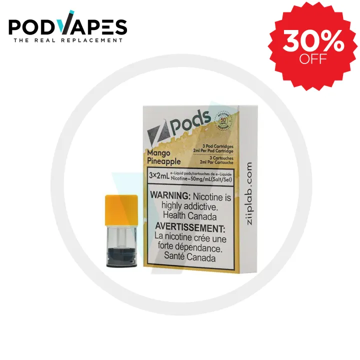 PODVAPES ZiiP Pods S Style Mango Pineapple Pods 5 50mg/ml