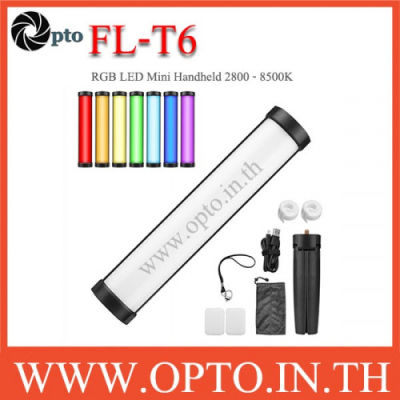 FL-T6 FLASHOOT RGB LED Mini Handheld การถ่ายภาพ Light 2800K-8500K สำหรับสตรีมสดวิดีโอ LED Video Ligh-ประกันร้าน(opto)