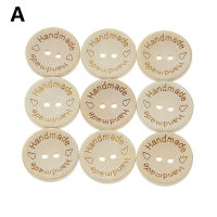 N57H 100PCS Handmade 2 Holes Wooden Buttons Decorative Sewing Accessories Natural Color Clothing Love Letter Apparel Craft DIY