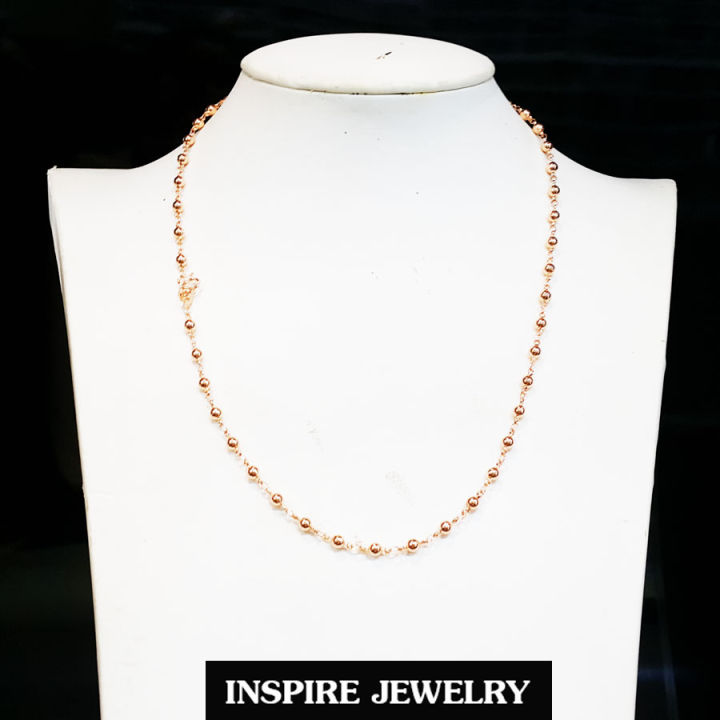 inspire-jewelry-สร้อยคอสังวาลย์-แบบร้านทอง-สร้อยคอยาว-24นิ้ว-pink-gold