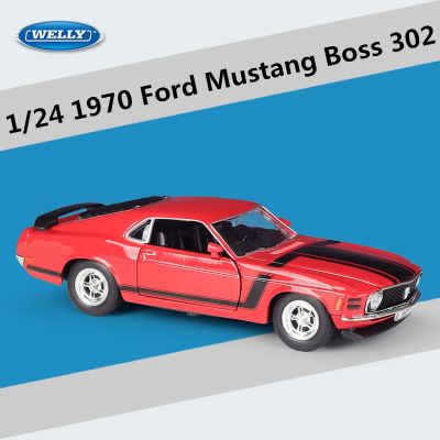 WELLY 1:24 1970 Ford Mustang BOSS 302 Alloy Racing Car Model Diecast Metal Toy Sports Car Model Crafts Collection Childrens Gift
