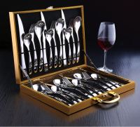 ชุดช้อนส้อมมีด 6 ท่าน 24 ชิ้น มาพร้อมกลองสวยงาม หรูหรา Set of spoon fork knife and tea spoon for 6 persons 24 pieces