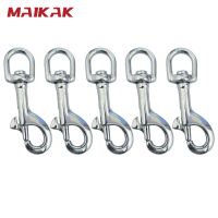 5PCS 316 Stainless Steel 70mm Swivel Eye Snap Hook Dive Single Ended Swivel Eye Bolt Hook Buckle Dog Clip Gear Equipment