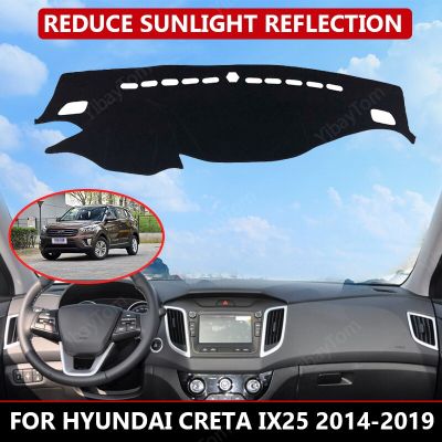 ฝาครอบแผงหน้าปัดรถยนต์สำหรับ Hyundai Creta Ix25 2014-2019แผ่นรองกันเปื้อนม่านบังแดดแดชแมทพรมรถยนต์หน้าจอแท็บเล็ต