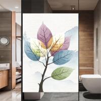 Windows Film Decorative Colored Leaf Tree Stained Glass Window Stickers No Glue Static Cling Frosted Privacy Window Film