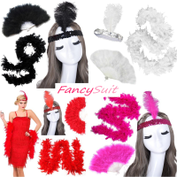 Fancysuit ของใช้ แกสบี้ เซท 3 ชิ้น ขนนกเฟอร์ ที่คาดผม พัดขนนก หนานุ่มฟู ไม่มีกลิ่น ออกงาน การแสดง สไตล์วินเทจ ย้อนยุค  งานเลี้ยง สังสรรค์ ออกงาน ปาร์ตี้