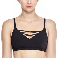 Womens Low Impact Sports Bra Cute Criss Cross V Neck Low Cut Wirefree Yoga Bra